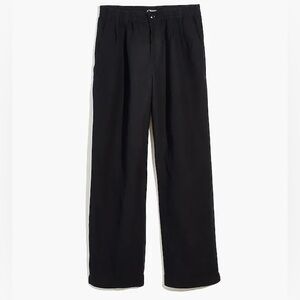 Madewell Linen Black High Rise Straight Pants